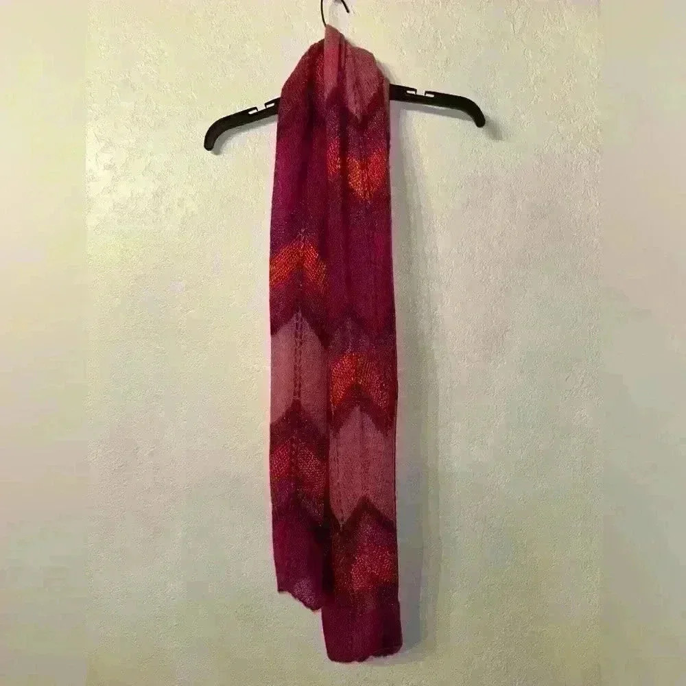 V. Fraas Floral Fall Scarf Pink Colors Acrylic Wool Rayon